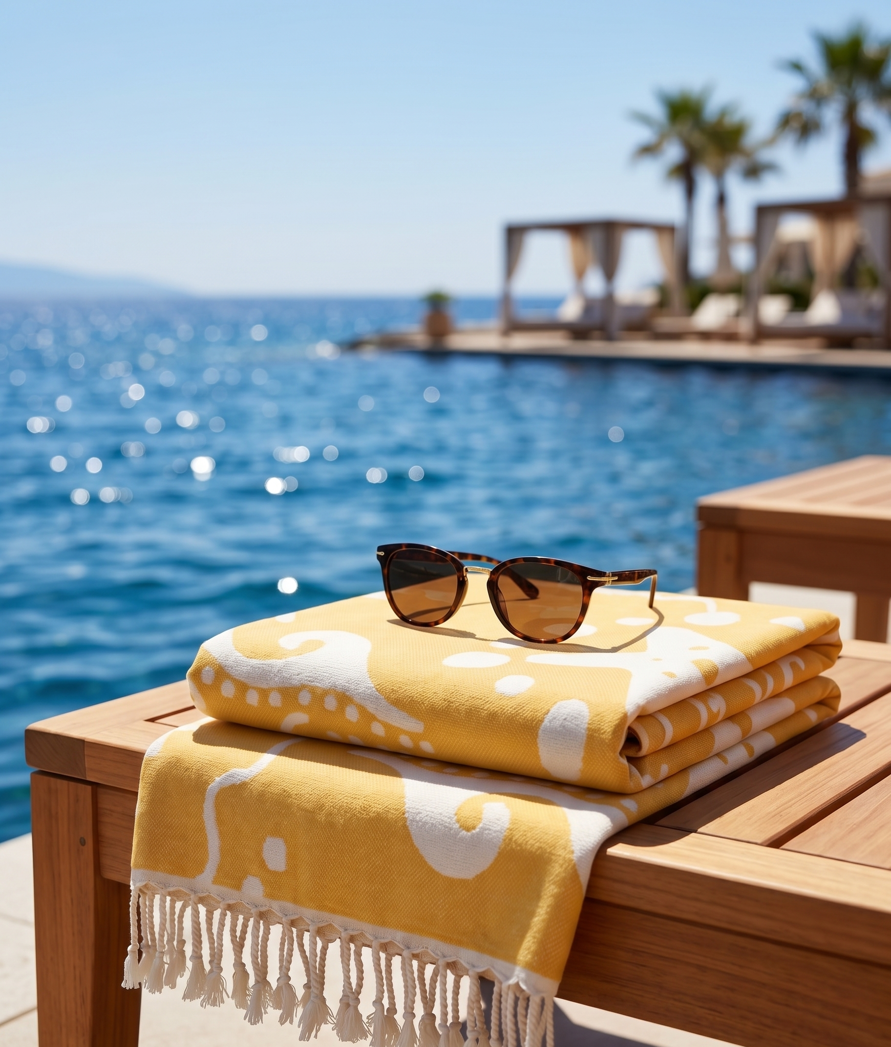 The SOLEIL Coastal Peshtemal | Golden Mustard & Ivory
