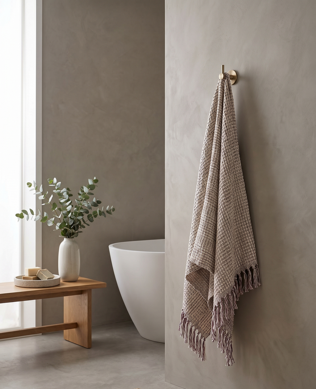 The Haven Waffle Towel | Earthy Taupe & Ivory
