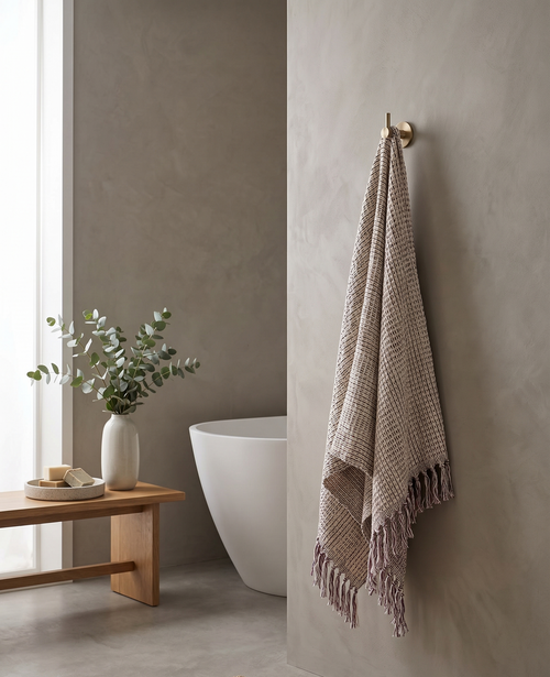The Haven Waffle Towel | Earthy Taupe & Ivory