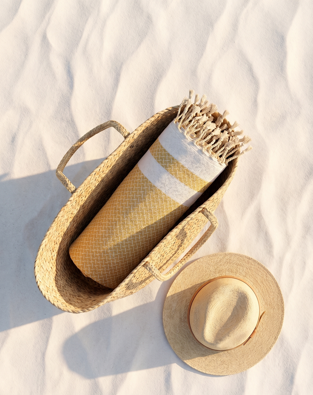 The SOLEIL Jacquard Peshtemal | Golden Mustard & Ivory