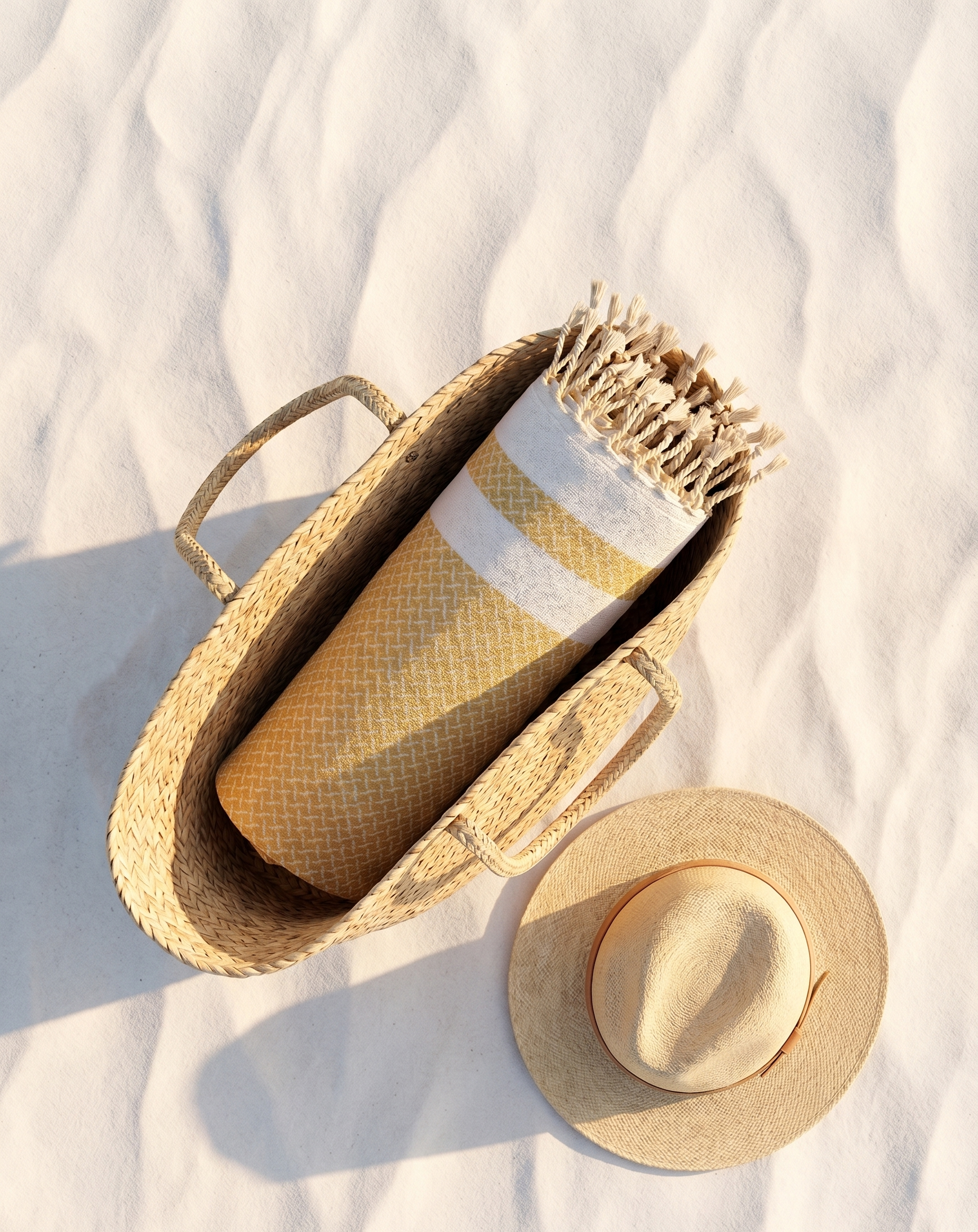 The SOLEIL Jacquard Peshtemal | Golden Mustard & Ivory