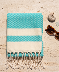 The RIVIERA Jacquard Peshtemal | Aegean Teal & Ivory