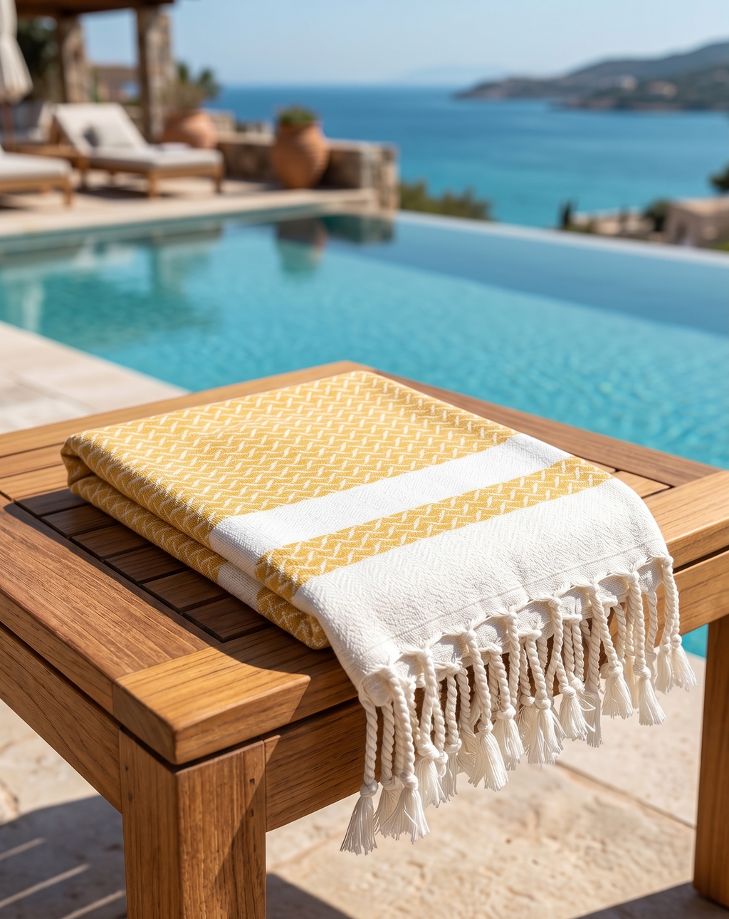 The SOLEIL Jacquard Peshtemal | Golden Mustard & Ivory