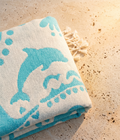 The Aqua Marine Jacquard Peshtemal | Ocean Blue & Ivory