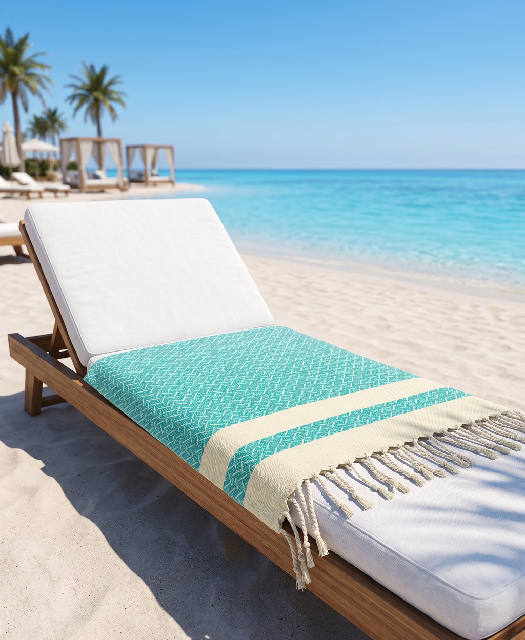 The RIVIERA Jacquard Peshtemal | Aegean Teal & Ivory