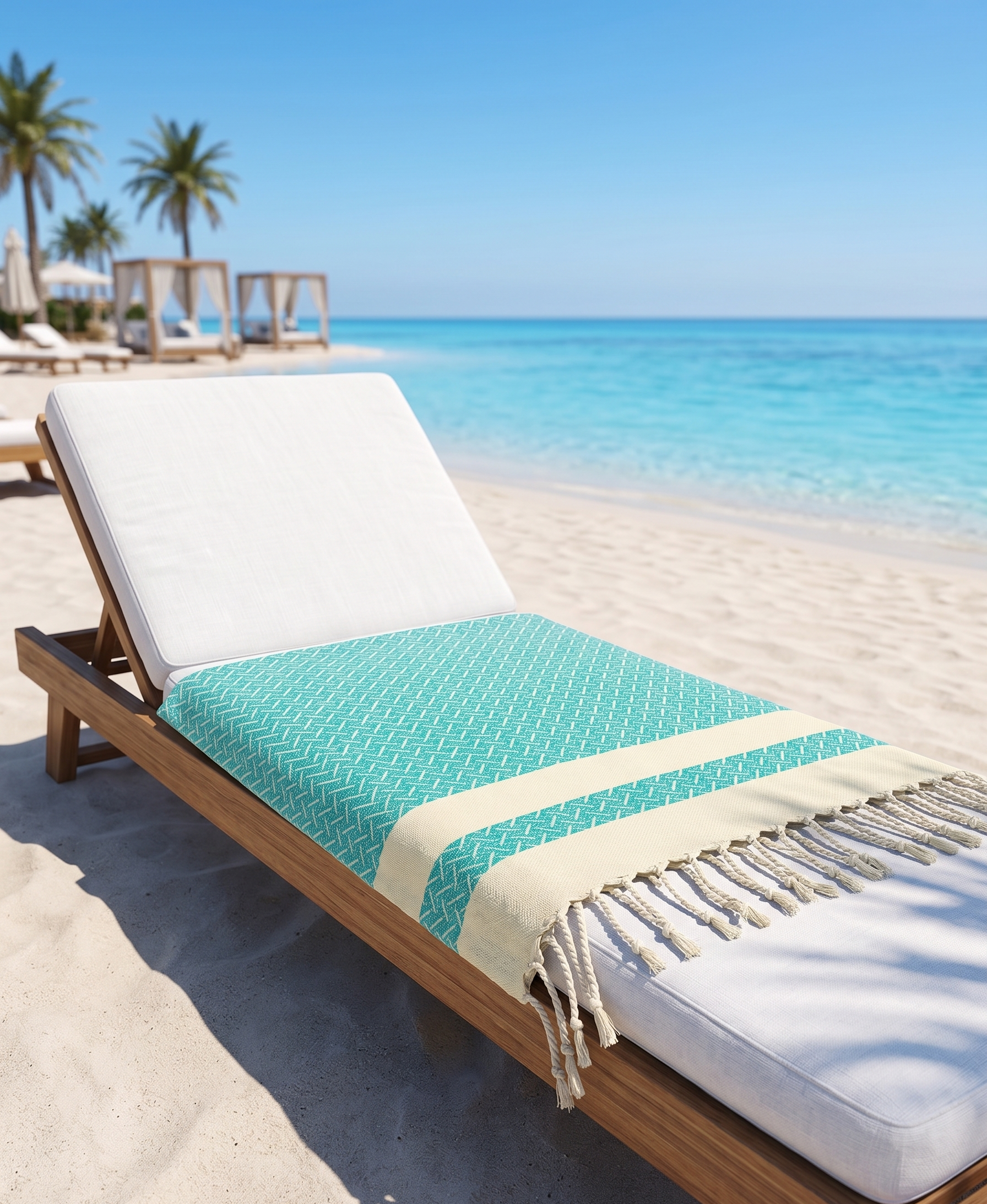 The RIVIERA Jacquard Peshtemal | Aegean Teal & Ivory