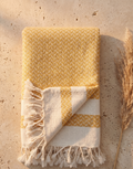 The SOLEIL Jacquard Peshtemal | Golden Mustard & Ivory