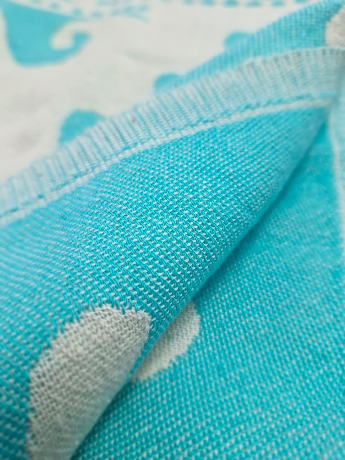 The Aqua Marine Jacquard Peshtemal | Ocean Blue & Ivory
